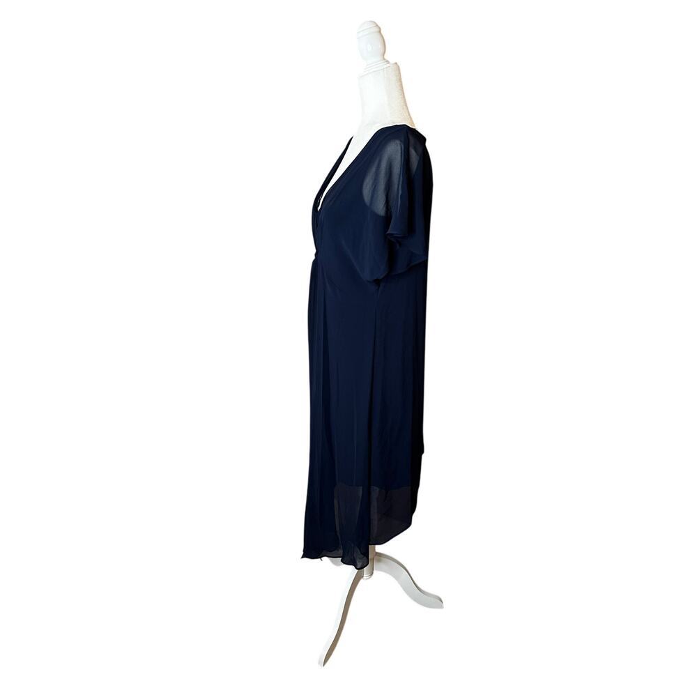 Adrianna Papell Midi Dress Slip‎ On Sz S Chiffon Layered Butterfly Sleeved Blue - Picture 3 of 5